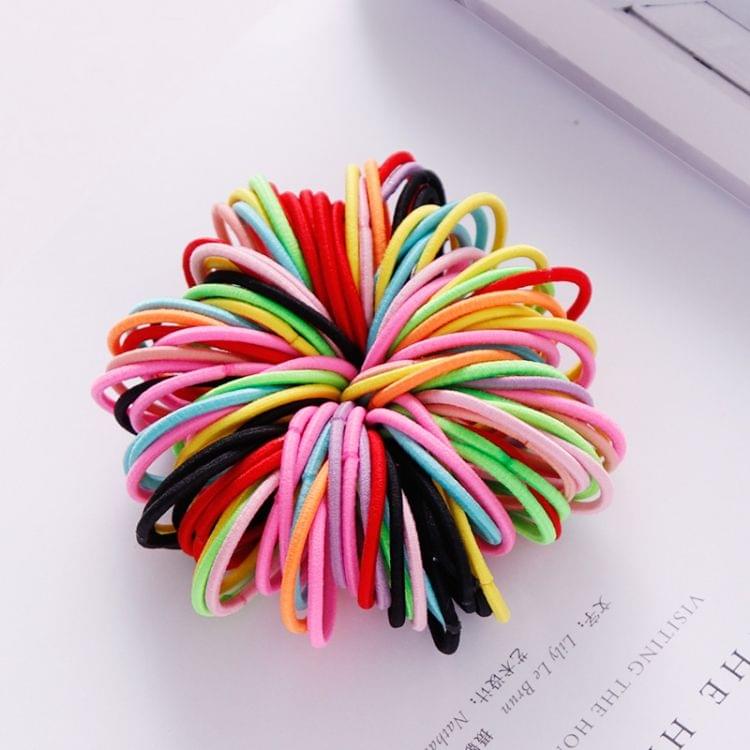 100 PCS Candy Colors Nylon Rubber Bands Children Safe Elastic Hair Bands(Orange)