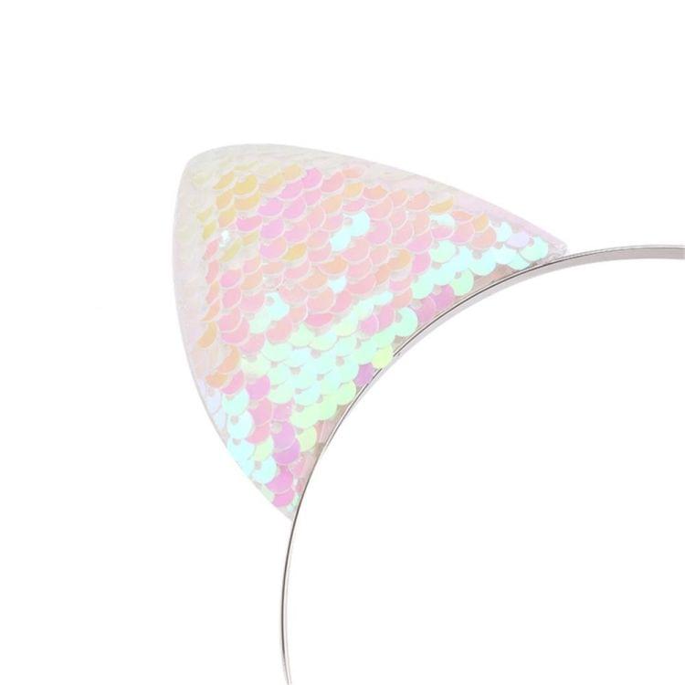 Glitter Flip Sequins Cat Ear Girl Hairband Headband Hair Hoop(Red)