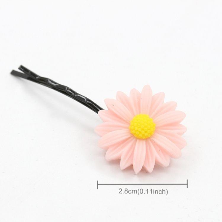 6 PCS New Summer Boutique Small Fresh Daisy Flower Cute Girl Durable Hairpin Hair Clips Hair Ring Elastic Hair Rope(Pink)