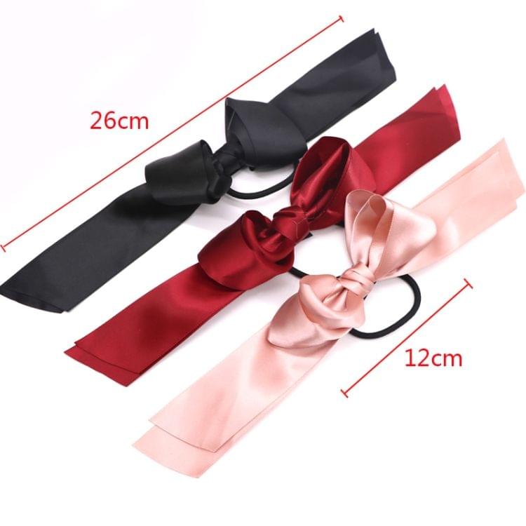 3 PCS Ribbon Bows Elastic Hair Band Scrunchies Ponytail Holder Headbands Hair Accessories(Pink)