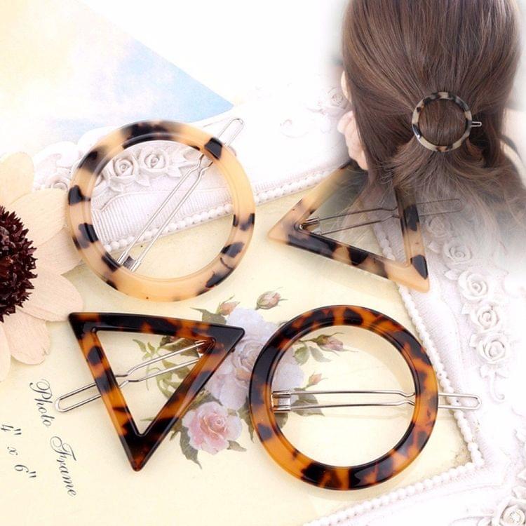 Women Fashion Geometric Triangle Leopard Hair Clips Hair Accessorie(Beige Leopard triangle)