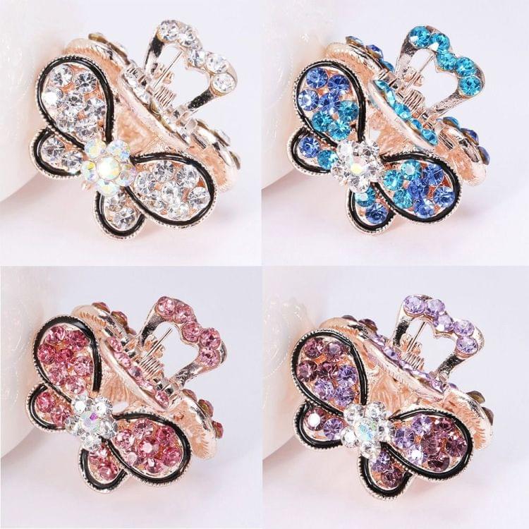 Fashion Vintage Women Crystal Rhinestone Hairpins Mini Butterfly Hair Claws Hair Accessories(Purple)