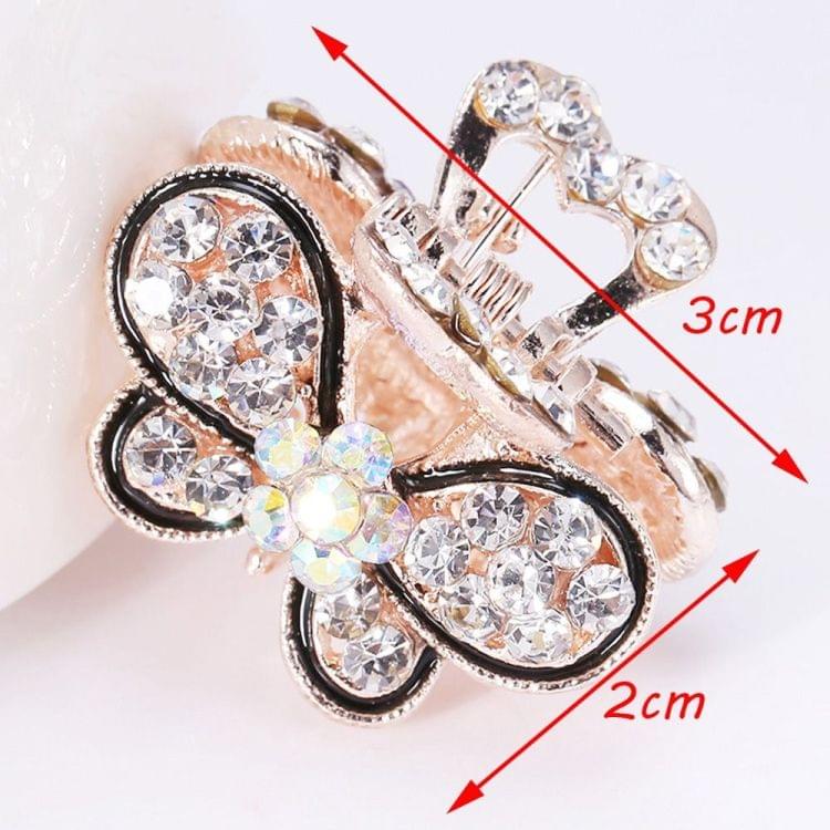 Fashion Vintage Women Crystal Rhinestone Hairpins Mini Butterfly Hair Claws Hair Accessories(Purple)