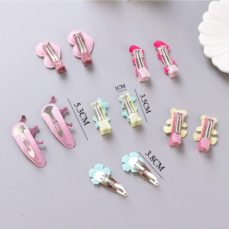 5 PCS Cute Crown Flowers Barrettes BB Clip(2Heart-pale pink)