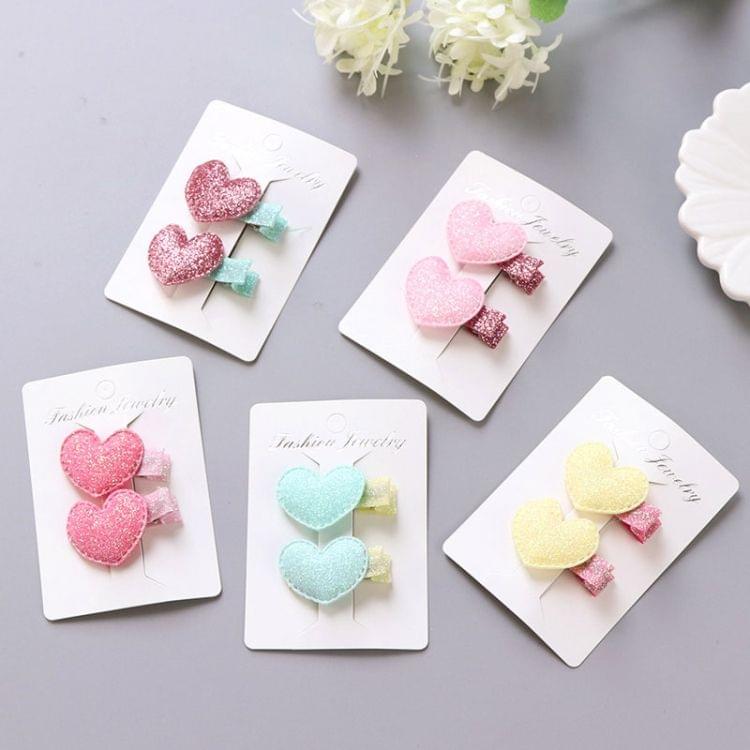 5 PCS Cute Crown Flowers Barrettes BB Clip(2Heart-pale pink)