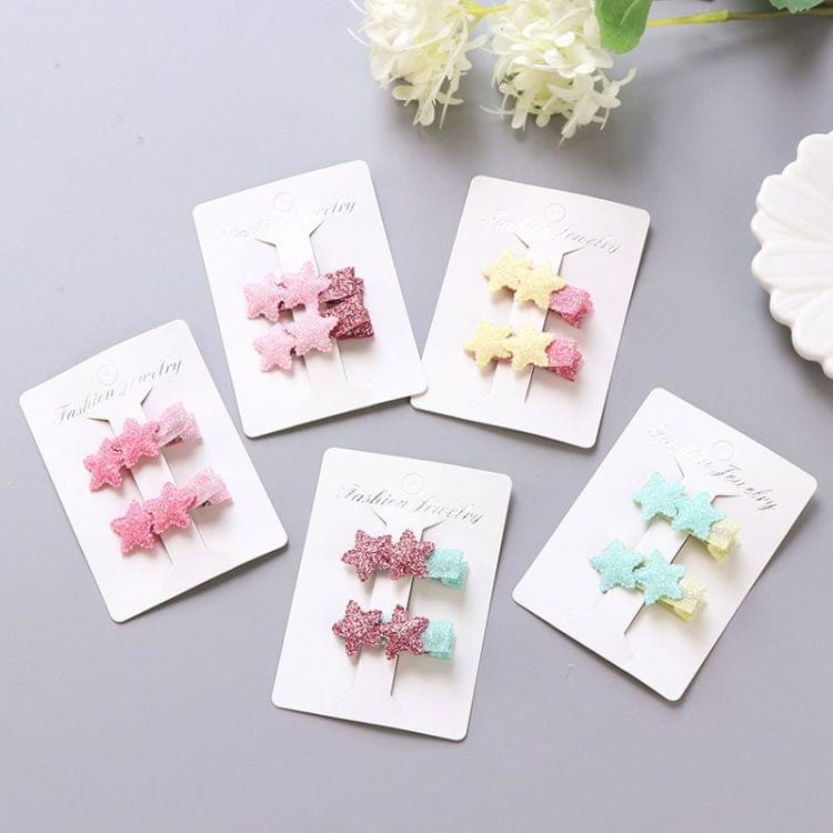 5 PCS Cute Crown Flowers Barrettes BB Clip(2Heart-pale pink)