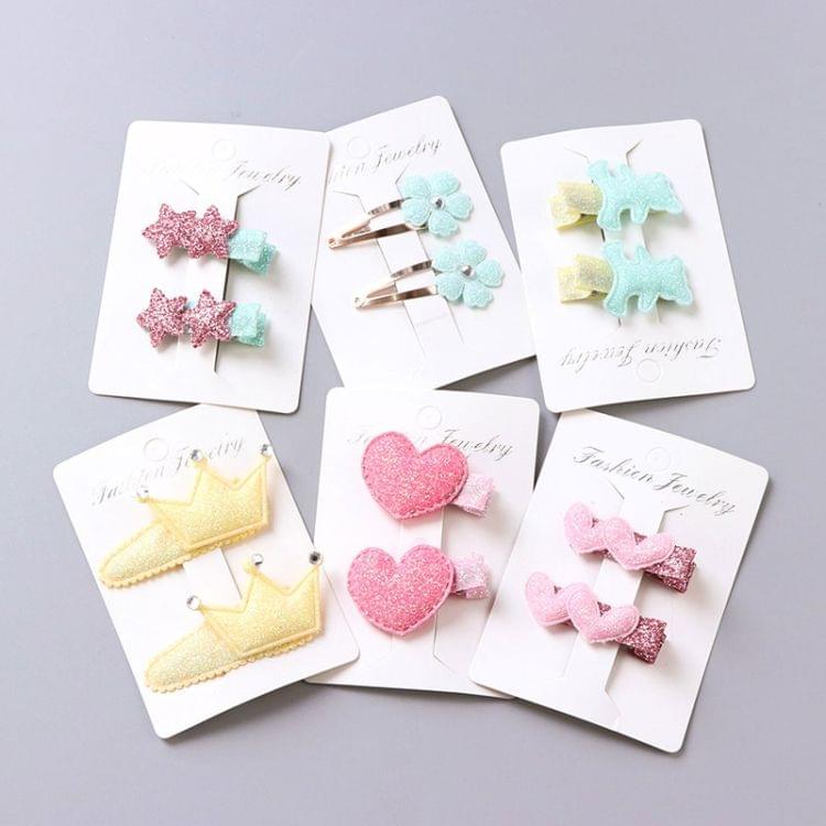 5 PCS Cute Crown Flowers Barrettes BB Clip(2Heart-pale pink)