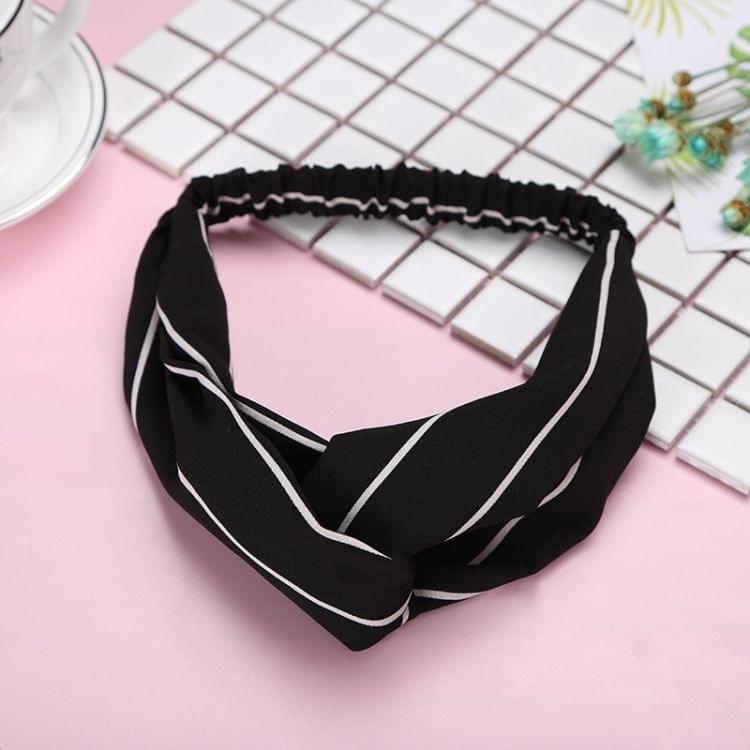 3 PCS Cross Shaped Headbands Striped Women Accessories Fashion Lovely Headwear(Black)