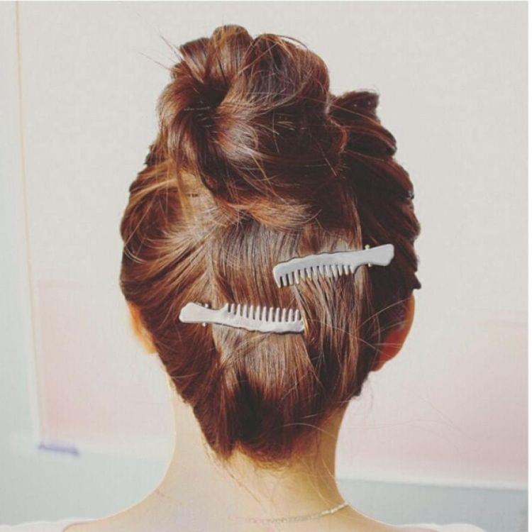 3 PCS Women Headwear Casual Scissors Pattern Fashion Hair Barrette(Sliver)