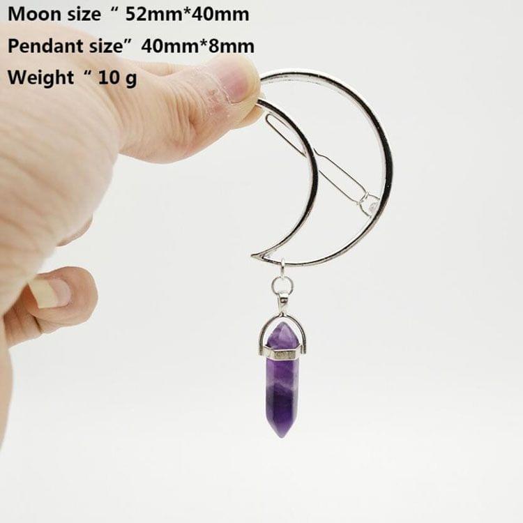 Women Moon Hexagon Pendant Hair Band Hair Accessories(Black )