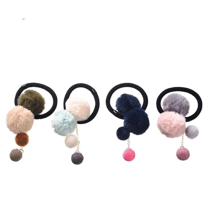 Cute Creative Fur Ball Hair Rope Lovely Rubber Scrunchies Hair Accessories(Beige)