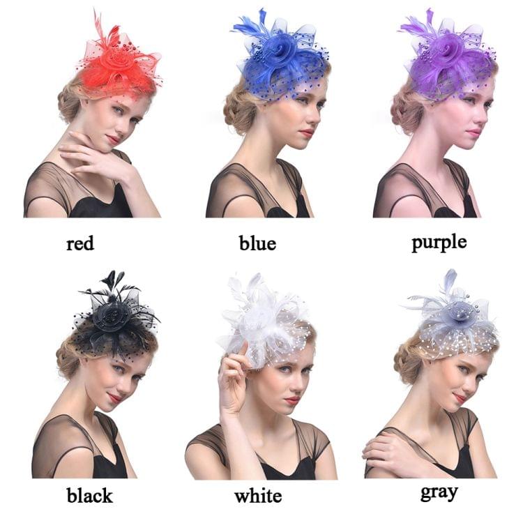 Handmade Bride Mesh Hair Accessories Wedding Photo Hat Headwear(Navy)