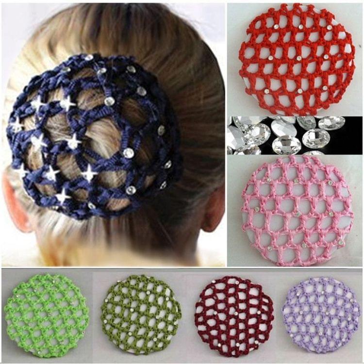 20 PCS Beautiful Diamonds Bun Cover Snood Women Hair Net Ballet Dance Skating Headwear Accessories(Magenta)