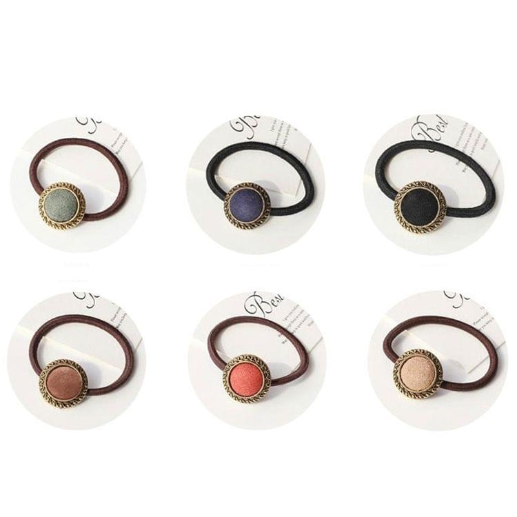 20 PCS Retro Cloth Button Style Elastic Rubber Hair Band Random Color Delivery