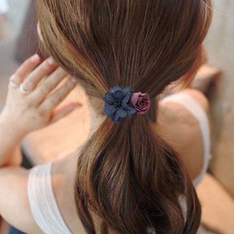 Flower Shape Hair Rope Rubber bands Elastic Hair Bands Hair Ring(Pink Green)