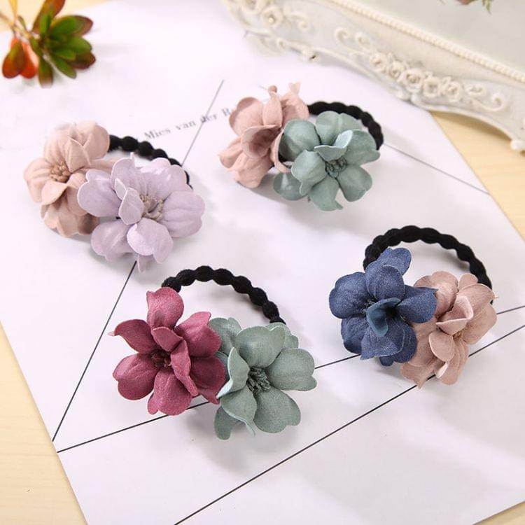 Flower Shape Hair Rope Rubber bands Elastic Hair Bands Hair Ring(Pink Green)