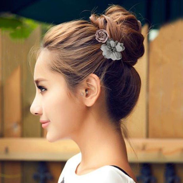 Flower Shape Hair Rope Rubber bands Elastic Hair Bands Hair Ring(Pink Green)