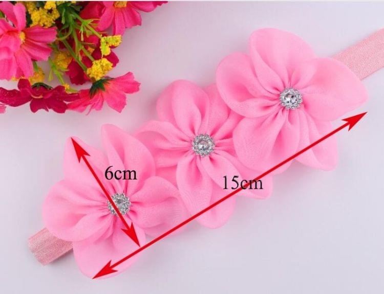 Ribbon Diamond Headband Newborn Hairband Girl Flower Head Children Hair Accessories(Red)