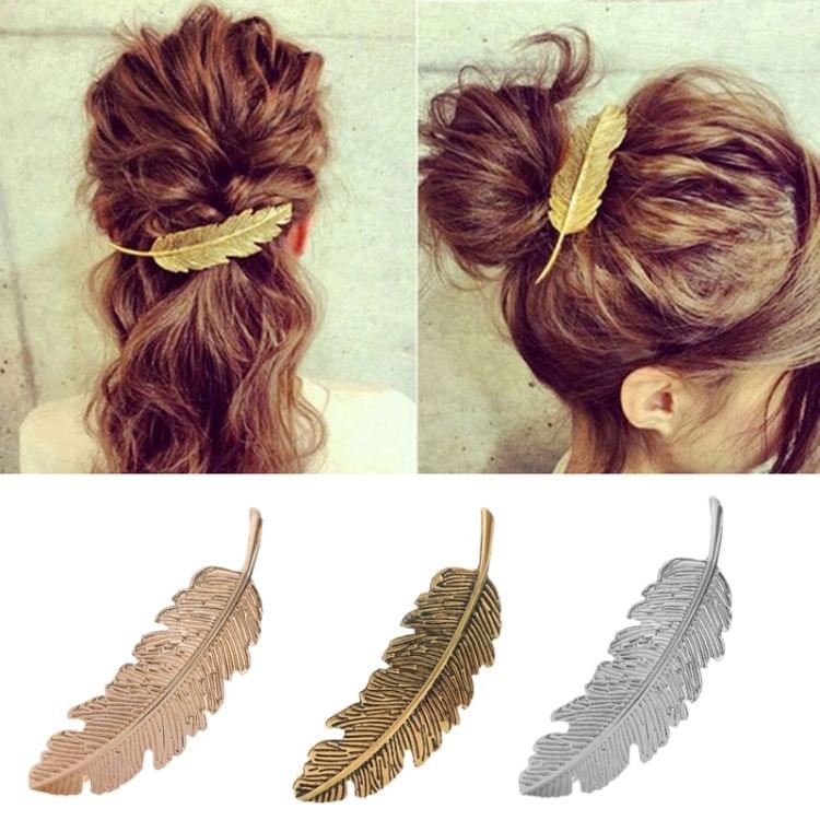 3PCS Fashion Women Feather Hair Clip(Bronze)