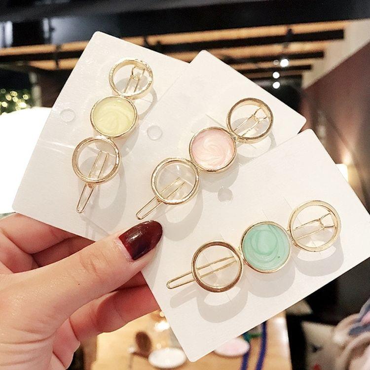 Women Cute Round Star Alloy Hair Ornament Hairpin Fashion Hair Accessories(Blue Star)