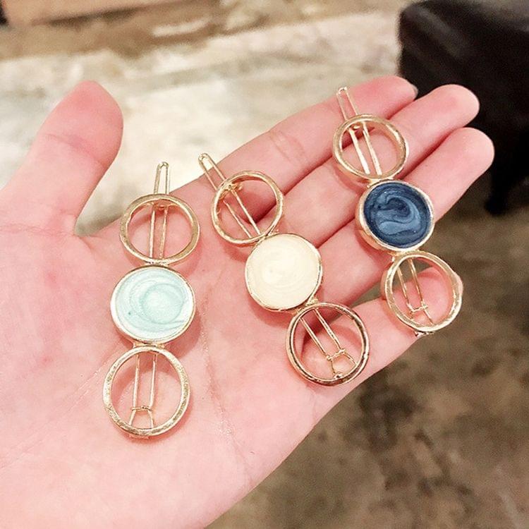 Women Cute Round Star Alloy Hair Ornament Hairpin Fashion Hair Accessories(Blue Star)