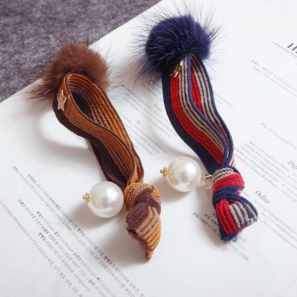 5 PCS Mink Ball Style Widened Stripe Elastic Rubber Hair Band Rope Random Color Delivery