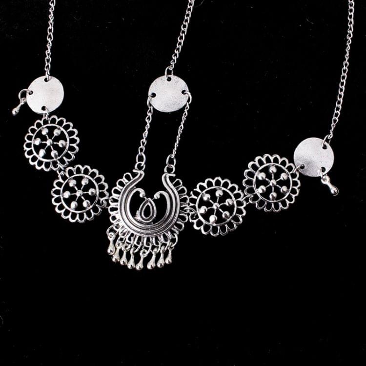 Silver Vintage Tassel Hair Jewelry Metal Coin Headband Long Punk Head Chain Piece Forehead Headpiece