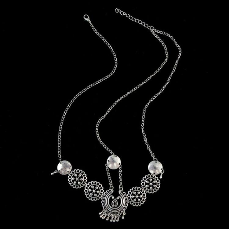 Silver Vintage Tassel Hair Jewelry Metal Coin Headband Long Punk Head Chain Piece Forehead Headpiece