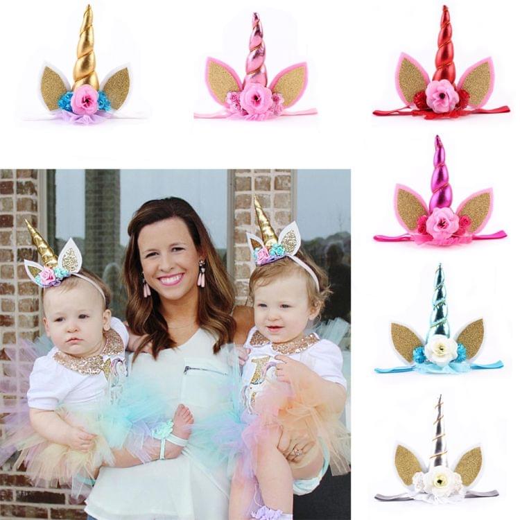 Children Fashion Lovely Unicorn Flower Shape Party Decorative Hair Hoop (Pink)