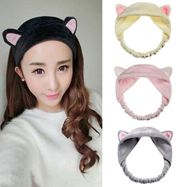 3 PCS Cat Ears Headband Makeup Hair Accessories Cute Bathing Face Masking Hair Band(Pink)