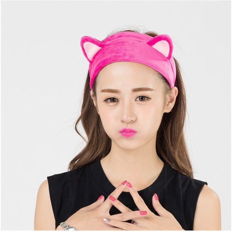 3 PCS Cat Ears Headband Makeup Hair Accessories Cute Bathing Face Masking Hair Band(Pink)