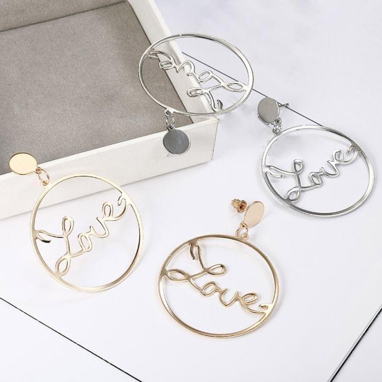 Geometric Love Large Hoop Earrings For Women(Silver)