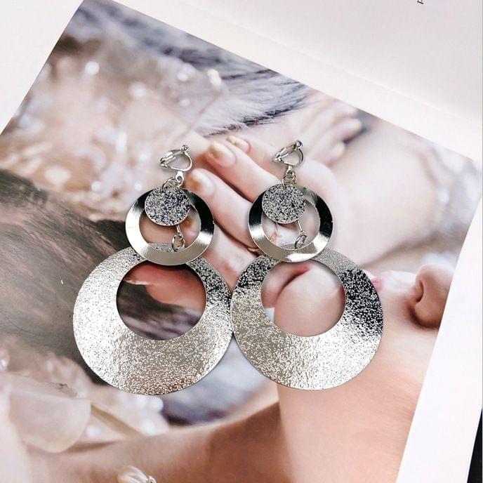 Personality Exaggerated Metal Retro Big Circle Exaggerated Ear Clip for Girls(Gold-color clip earings)