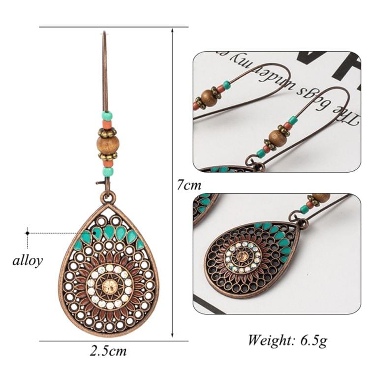 Women Vintage Boho Water Drip Hanging Dangle Drop Earrings