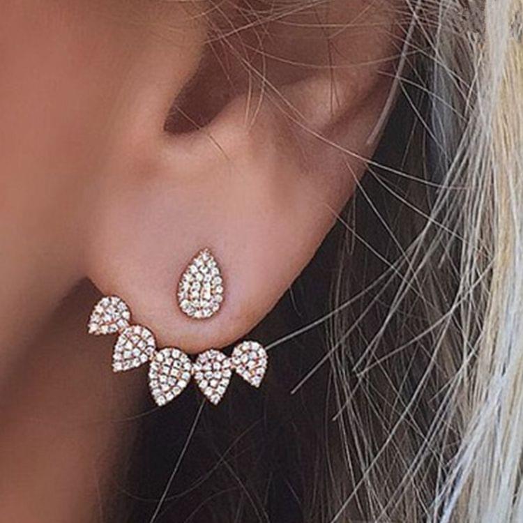 Fashion Women Water Drop Crystal stud Earring(Gold)