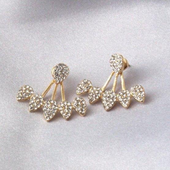 Fashion Women Water Drop Crystal stud Earring(Gold)