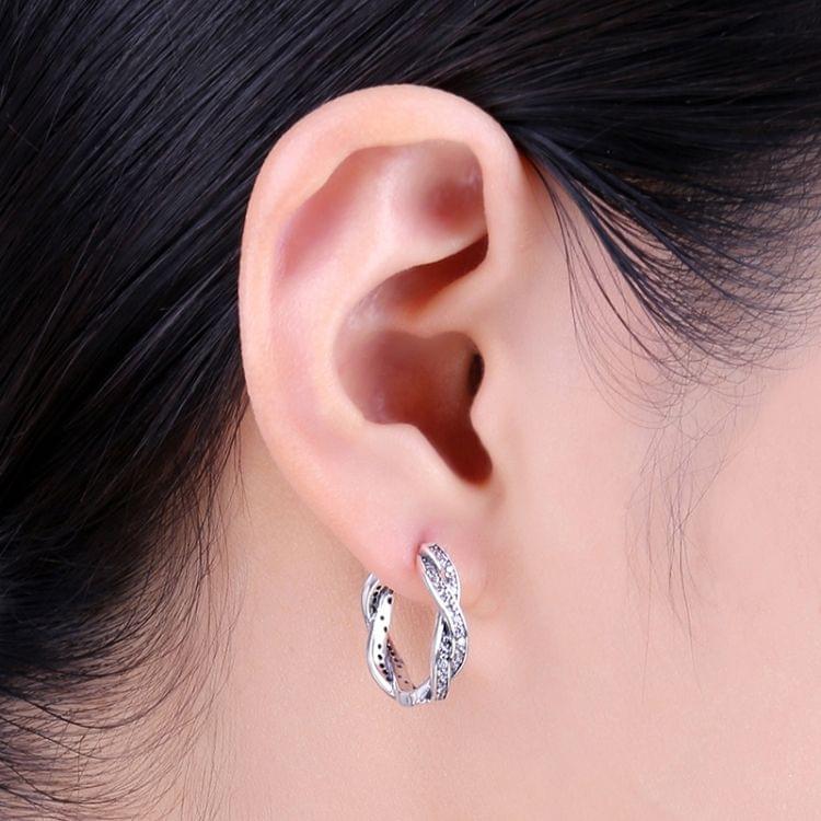 925 Sterling Silver Cubic Zirconia Twist Type Earring Stud Earrings(silver)