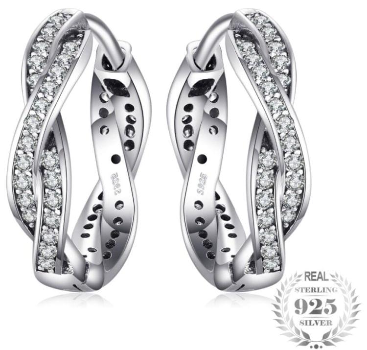 925 Sterling Silver Cubic Zirconia Twist Type Earring Stud Earrings(silver)