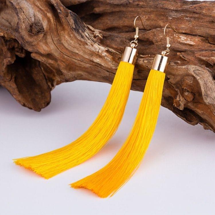 3 PCS Women Boho Fashion Long Tassel Earrings(Yellow)