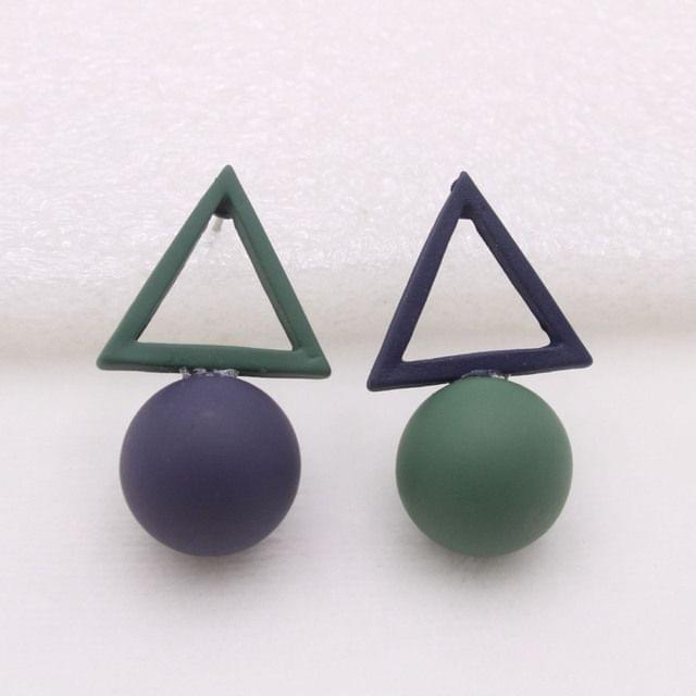 Individuality Asymmetric Triangle Circle Stud Earrings For Women