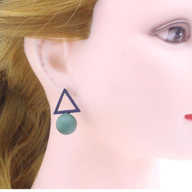 Individuality Asymmetric Triangle Circle Stud Earrings For Women