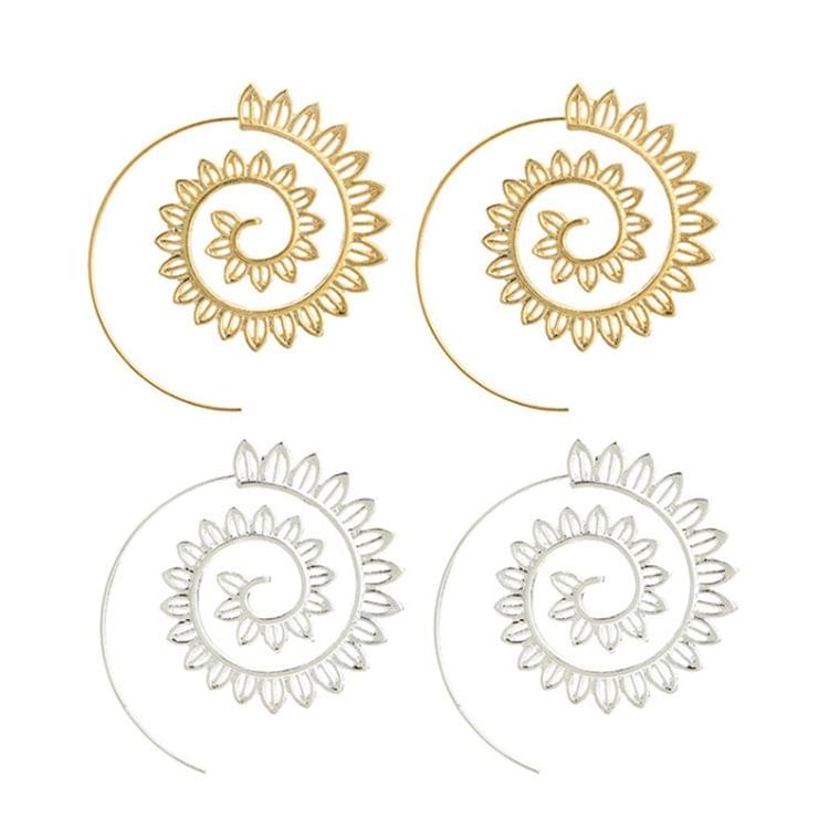 Leaf Spiral Personality Rotating Roman Earrings Leaf Stud Ornaments(Gold)