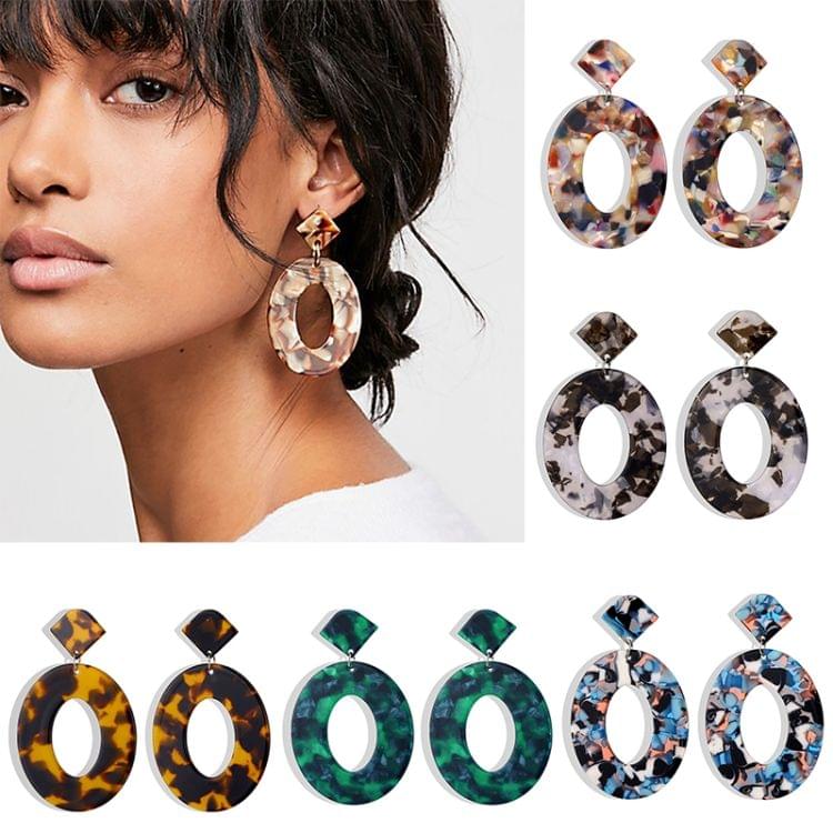 Trend Acrylic Resin Oval Geometry Big Circle Dangle Earrings for Women white