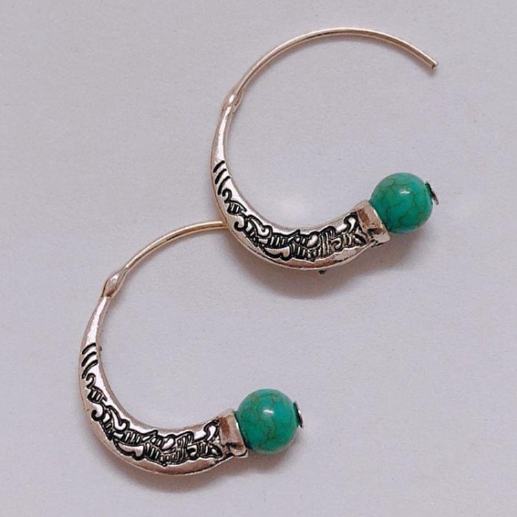 3 PCS Women Carved Big Drop Earrings Retro Silver Spiral Nationality Earring