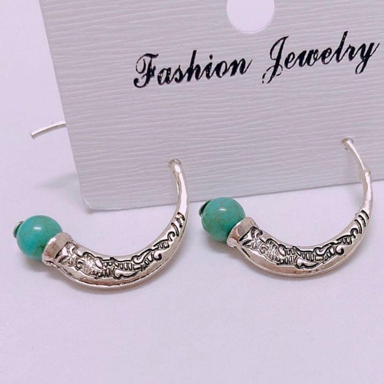 3 PCS Women Carved Big Drop Earrings Retro Silver Spiral Nationality Earring