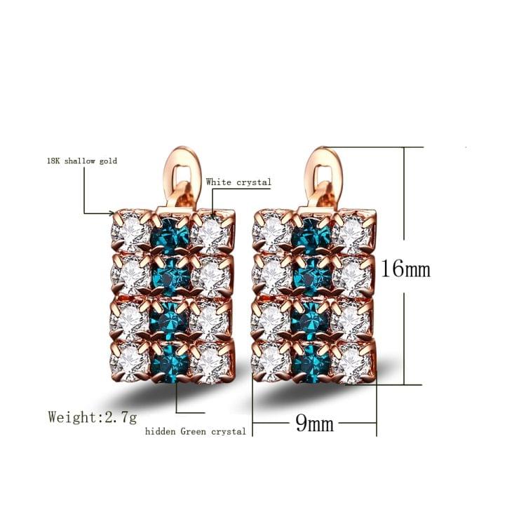 1 Pair Of 18 k Gold Rectangle Shape Sterling Silver Crystal Stud Earring For Women, 16*9 mm(Gold)