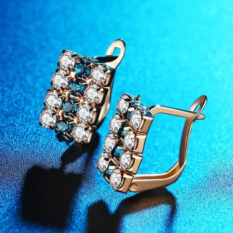 1 Pair Of 18 k Gold Rectangle Shape Sterling Silver Crystal Stud Earring For Women, 16*9 mm(Gold)