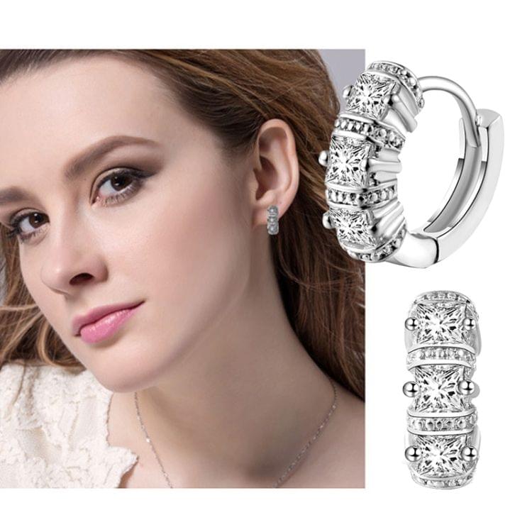 Classical Simple Personality Stylish Diamond-shape Earrings for Female(Silver)