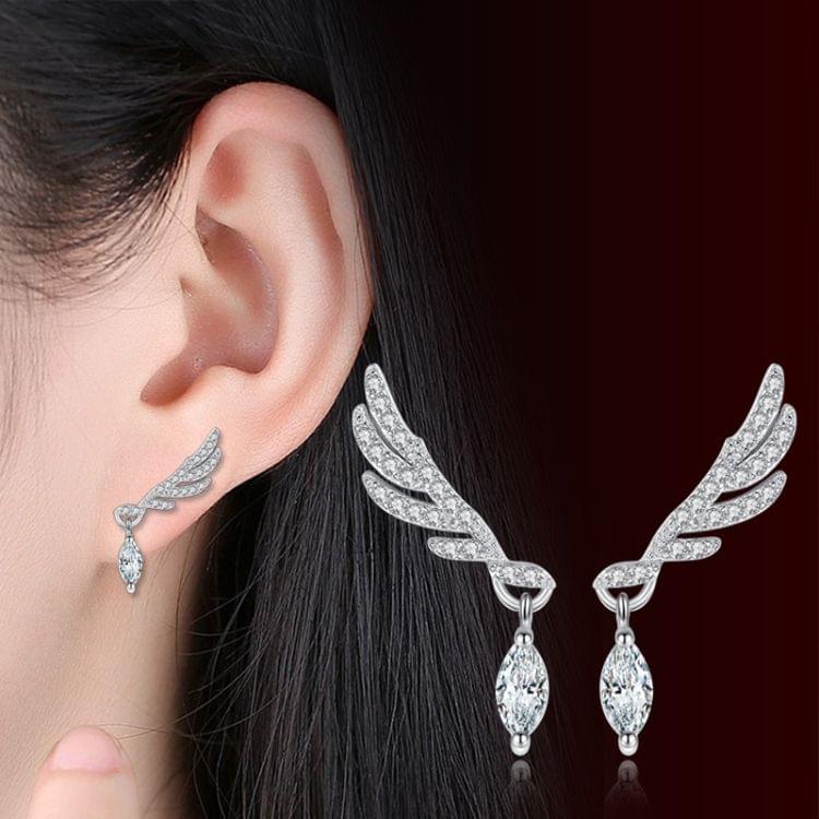 925 Sterling Silver Fashion Elegant Zircon Wings Earrings For Women