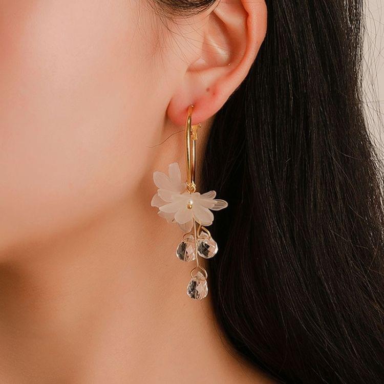 Lovely Clear Flower Shape Simple Crystal Stud Earrings For Women